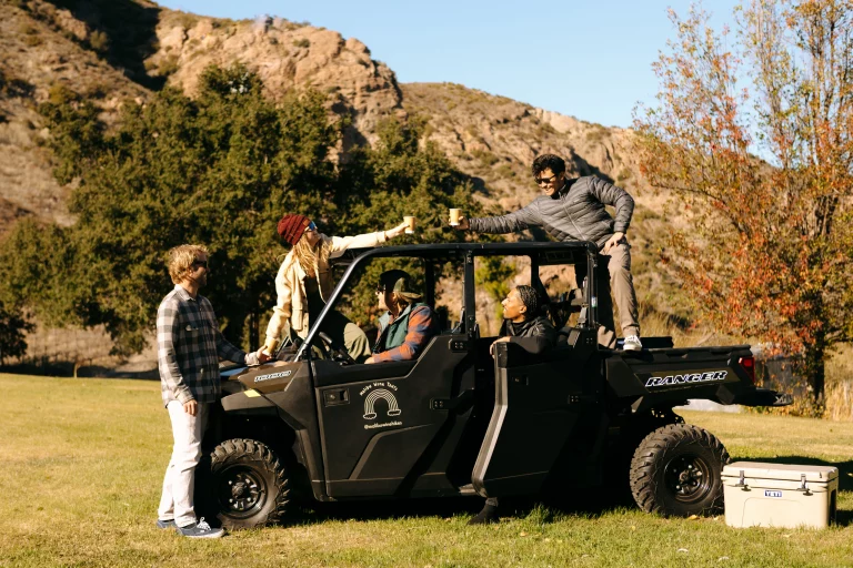 group cheers on 4x4 wine tour