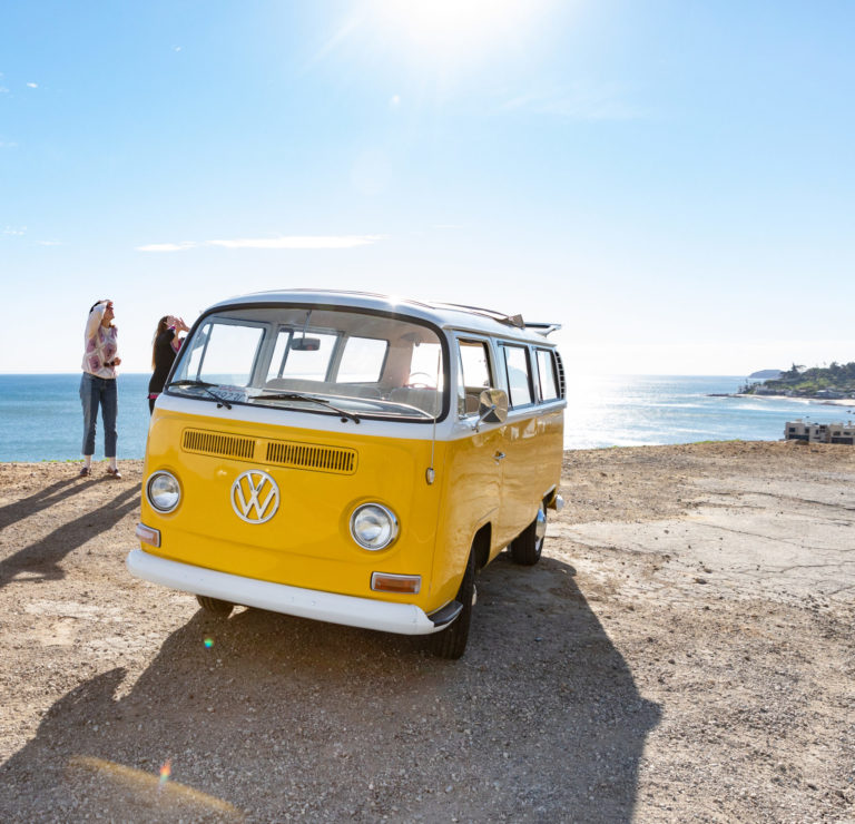 vw bus on beach