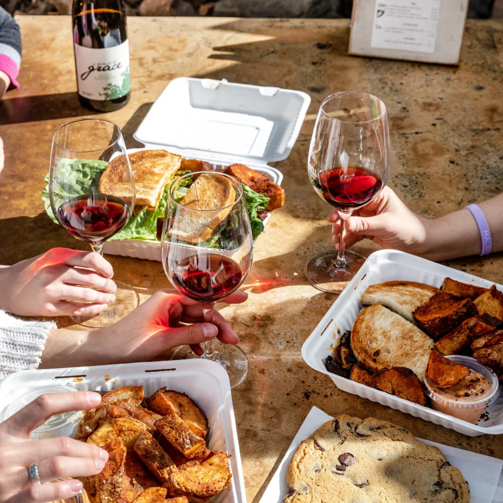 lunch on vw wine bus tour